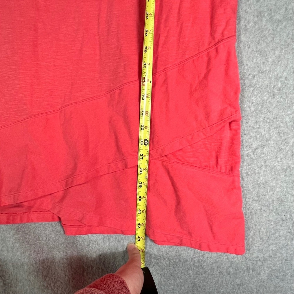 Soft Surroundings M Coral Pink Cotton Slub Knit Dress Keyhole Summer Vacaton Mid - Picture 3 of 9